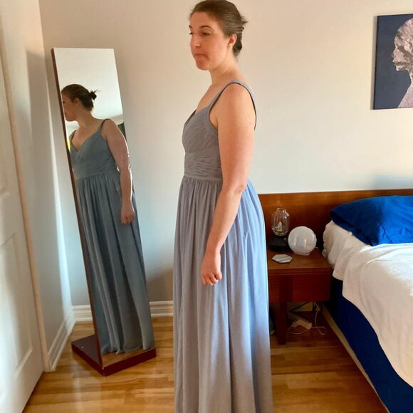 Azazie Chanel Dusty Blue Full Length Dress - Picture 4 of 10